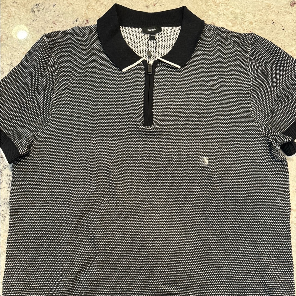 Men’s Zip Short Sleeve Sweater Polo - Picture 1 of 4